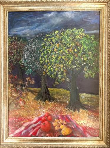 Paradise tree, Mix technique on masonit, 55x75cm, 2011
