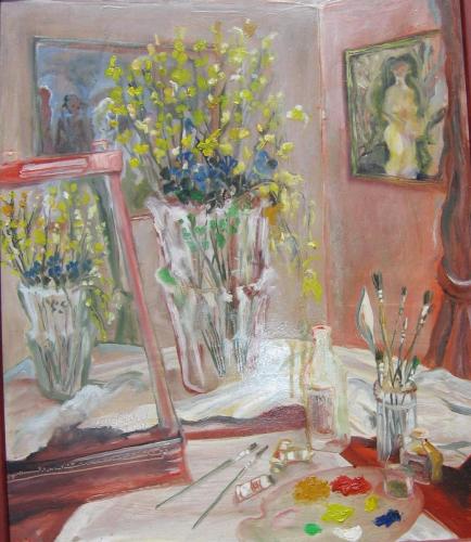 144-Ziya-Gurel-My-Table-29x335cm.oil-on-wood-2001
