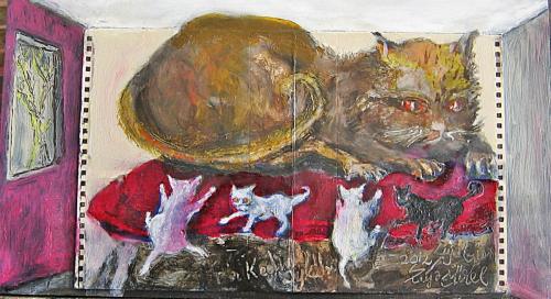 The-Cat-Story-Colage-and-oil-on-masonit-45x25cm.-2012-Kopya